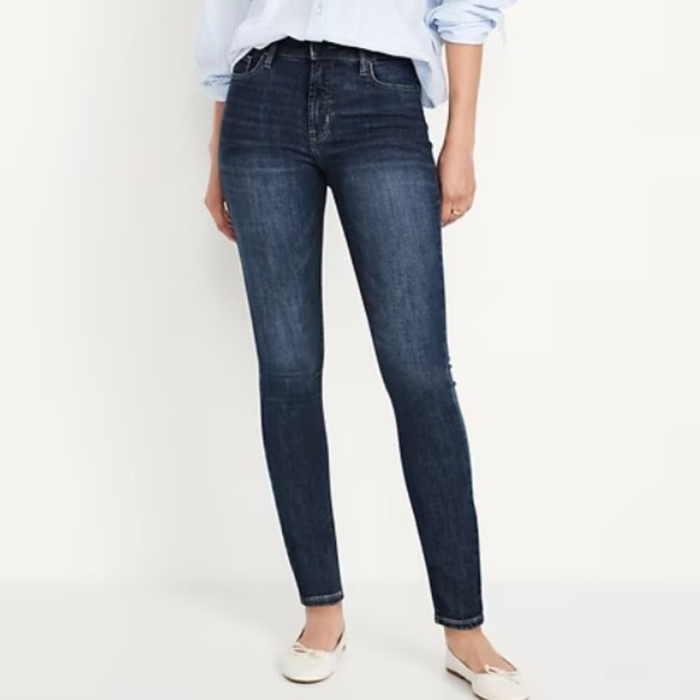 Old Navy Jeans Womens 6 TALL High Rise Rockstar Super Skinny Dark Wash 28